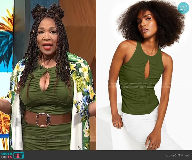 Ruched Keyhole Top by INC International Concepts worn by Kym Whitley on E! News