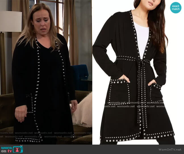 INC Studded Cardigan by INC International Concepts worn by Laura Collins (Genie Francis) on General Hospital