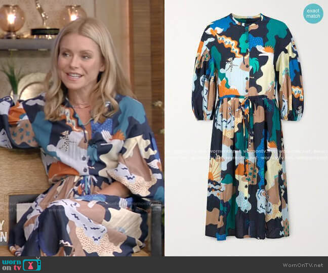 India Printed Voile Dress by Stine Goya worn by Kelly Ripa  on Live with Kelly & Ryan