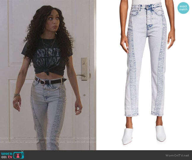 Inahe Moto Cropped Skinny Jeans by Iro worn by Olivia Baker (Samantha Logan) on All American