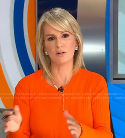 Dr. Jennifer Ashton’s orange ribbed sweater on Good Morning America