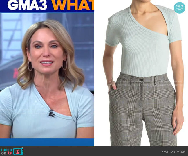 WornOnTV: Amy’s blue asymmetric neck top on Good Morning America | Amy ...