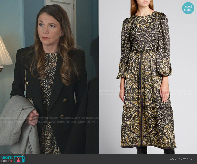 Octavia Paisley Midi Dress by Jonathan Simkhai worn by Liza Miller (Sutton Foster) on Younger