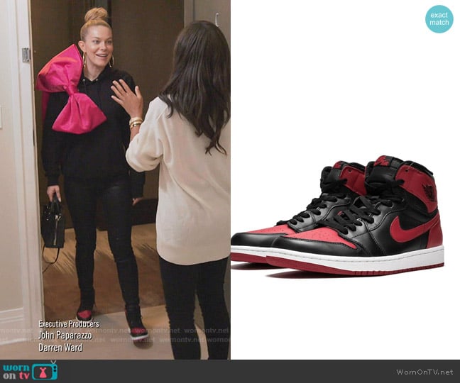 Air Jordan 1 Retro High OG bred by Jordan worn by Leah McSweeney on The Real Housewives of New York City