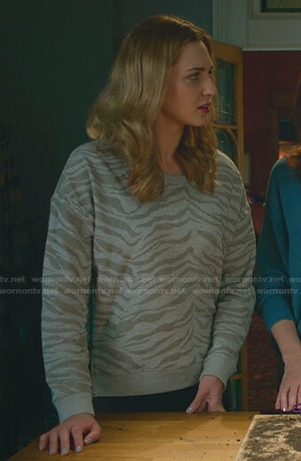 Joy’s grey zebra sweatshirt on Good Witch