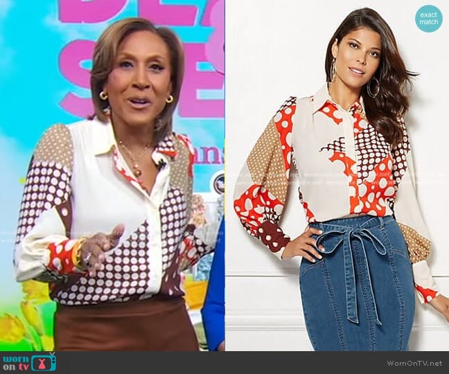 Kelsey Blouse - Eva Mendes Collection by New York & Company worn by Robin Roberts on Good Morning America