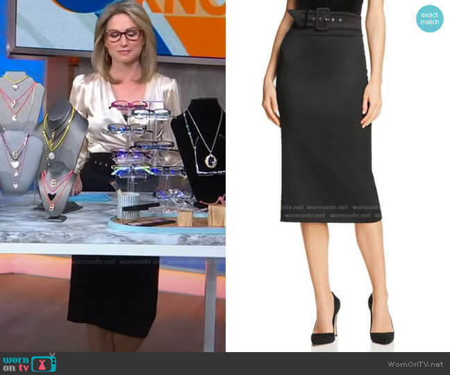 Kerstin Belted Pencil Skirt by Alice + Olivia worn by Amy Robach on Good Morning America