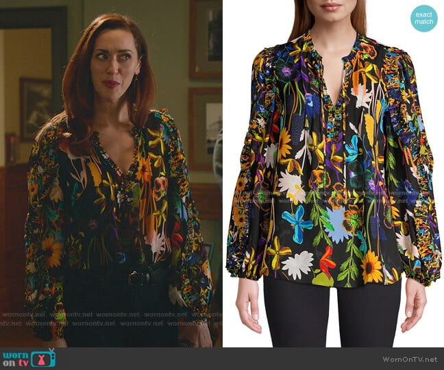 Merilyn Floral Peasant Blouse by Kobi Halperin worn by Abigail Pershing (Sarah Power) on Good Witch