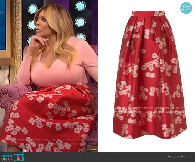 Sana Jacquard Social Skirt by L.K. Bennett worn by Wendy Williams on The Wendy Williams Show