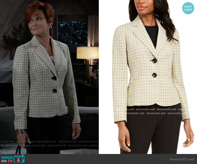 WornOnTV: Diane’s yellow tweed check blazer on General Hospital ...