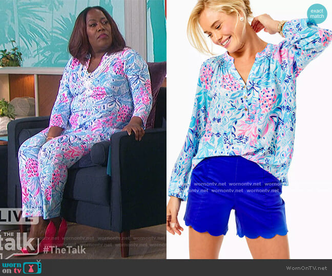 Elsa Silk Top by Lilly Pulitzer worn by Sheryl Underwood on The Talk