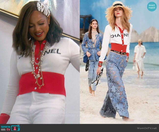 Cotton Cardigan by Chanel worn by Garcelle Beauvais on The Real Housewives of Beverly Hills