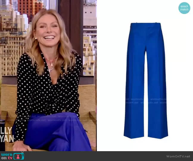 WornOnTV: Kelly’s black polka dot blouse and blue pants on Live with ...