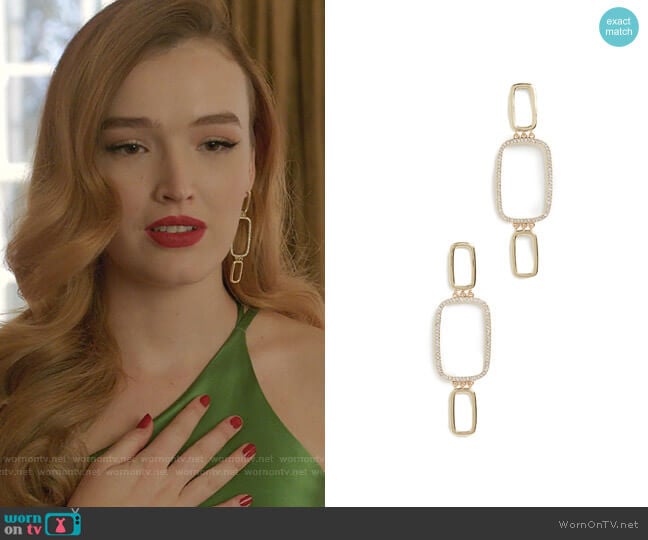 The Blair Chain Statement Earrings by Luv Aj worn by Kirby Anders (Maddison Brown) on Dynasty