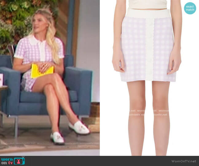 Gingham Lace Miniskirt by Maje worn by Amanda Kloots on The Talk