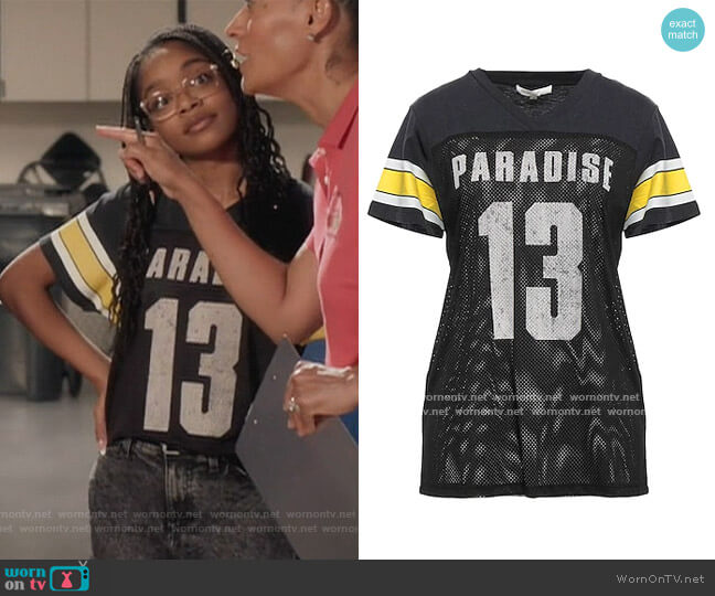 Paradise Jersey Top by Maje worn by Diane Johnson (Marsai Martin) on Black-ish