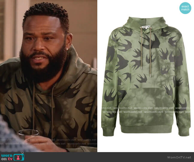 Bird Print Hoodie by McQ Swallow worn by Andre Johnson (Anthony Anderson) on Black-ish