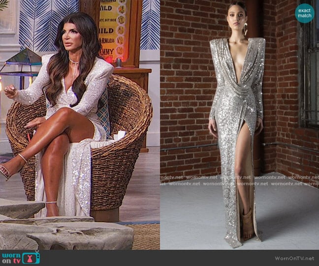 Harper 24 by Michael Costello worn by Teresa Giudice on The Real Housewives of New Jersey