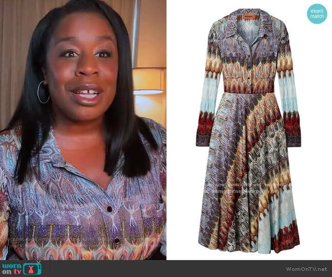 Metallic crochet-knit midi dress by Missoni worn by Uzo Aduba on The Kelly Clarkson Show
