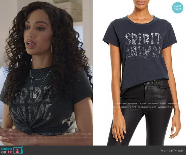 The Boxy Goodie Goodie Tee by Mother worn by Olivia Baker (Samantha Logan) on All American