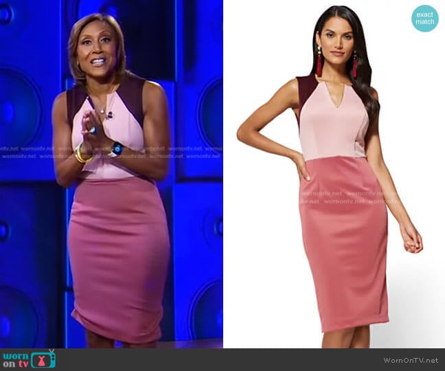 New York & Company NY Deals Colorblock Sheath Dress worn by Robin Roberts on Good Morning America