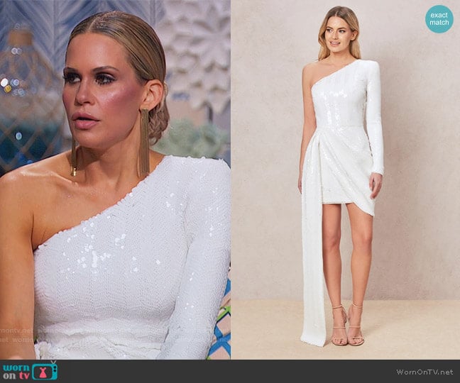 Celline White Dress by Nadine Merabi worn by Jackie Goldschneider on The Real Housewives of New Jersey