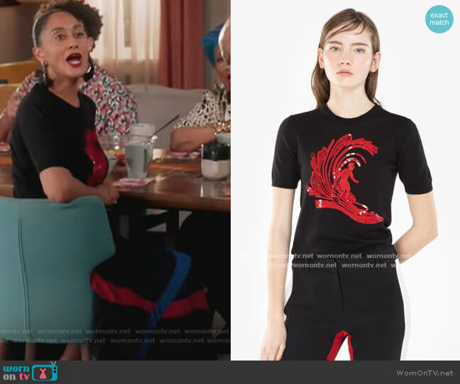 Surfer Sequin Embroidery Sweater by N.21 worn by Rainbow Johnson (Tracee Ellis Ross) on Black-ish