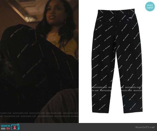 Fulton Baggy Logo Printed Pants by Obey worn by Hannaha Hall on The Chi