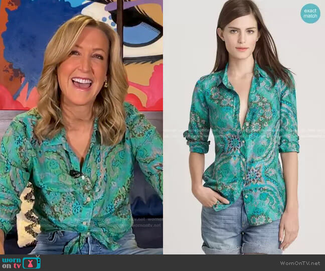 Perfect Shirt in Casbah Paisley by J. Crew worn by Lara Spencer  on Good Morning America