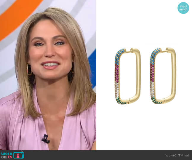 Posh Rectangular Hoops by Accessory Concierge worn by Amy Robach on Good Morning America