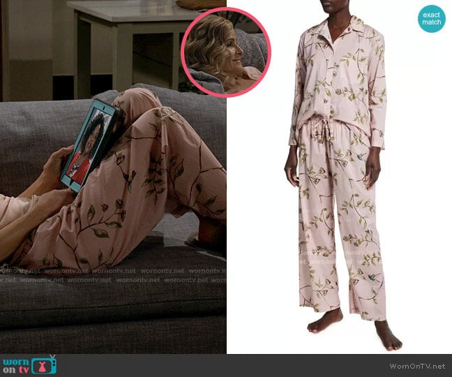 Pour Les Femmes Hummingbird Print Pajamas worn by Jean Raines (Kyra Sedgwick) on Call Your Mother