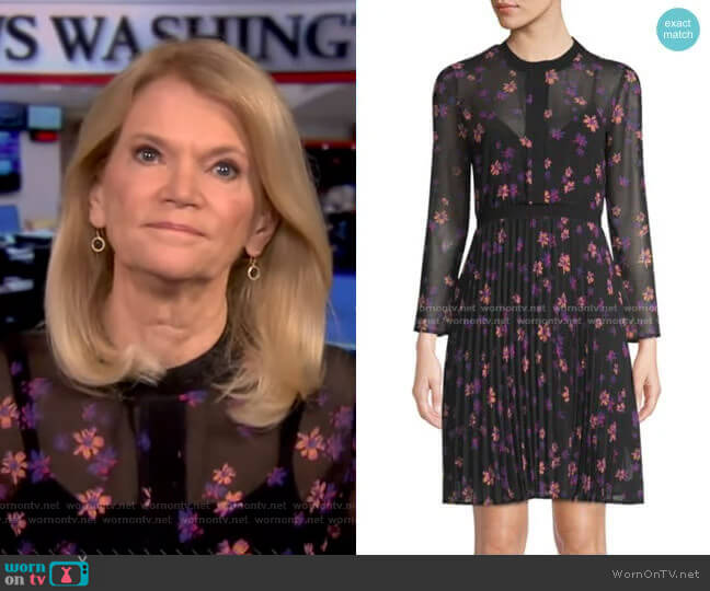 Printed Pleated Dress by Maje worn by Martha Raddatz on Good Morning America