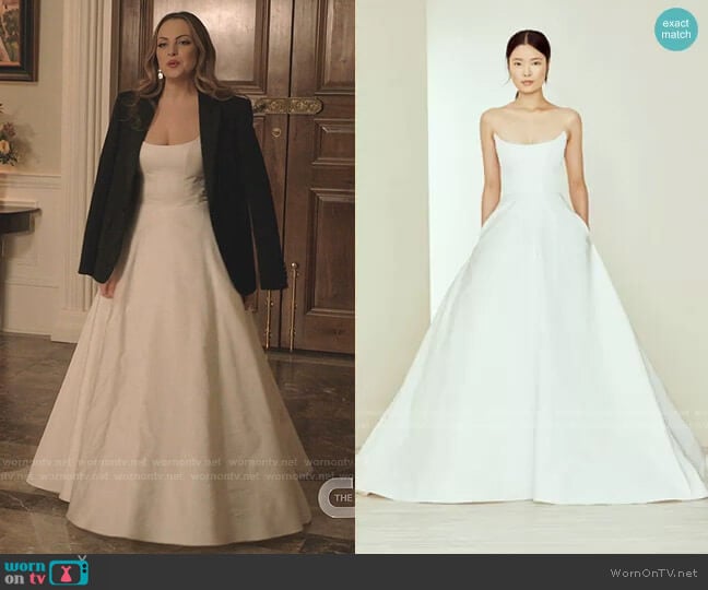 Radzimir Strapless Ballgown with Scooped Neckline by Charleston worn by Fallon Carrington (Elizabeth Gillies) on Dynasty