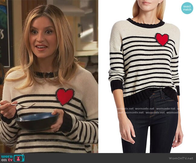 Perci Heart Sweater by Rails worn by Chelsea Grayson (Anneliese van der Pol) on Ravens Home