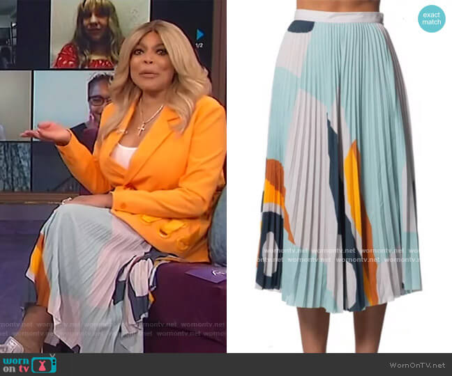 Irene Pleated Midi Skirt by Reiss worn by Wendy Williams  on The Wendy Williams Show