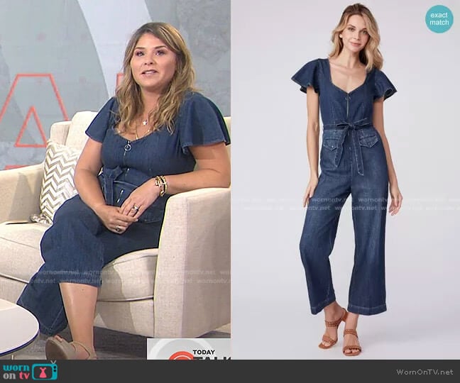 WornOnTV: Jenna’s flutter sleeve denim jumpsuit on Today | Jenna Bush ...