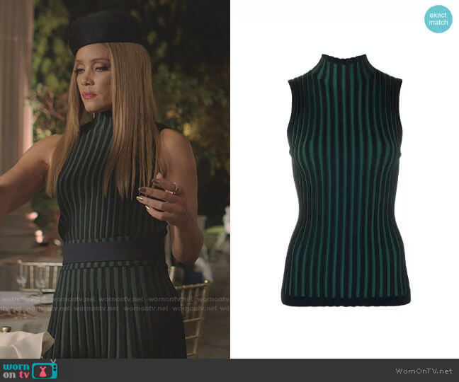 Ribbed Sleeveless Top by Kenzo worn by Dominique Deveraux (Michael Michele) on Dynasty