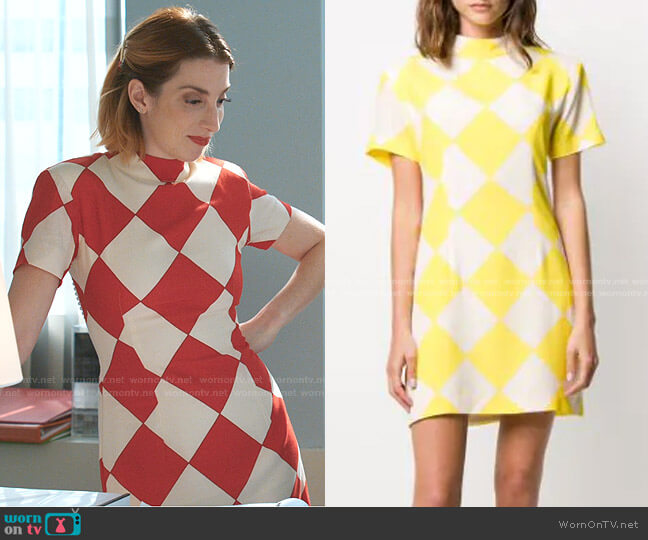 Diamond Print Mini Dress by Rowen Rose worn by Lauren (Molly Bernard) on Younger