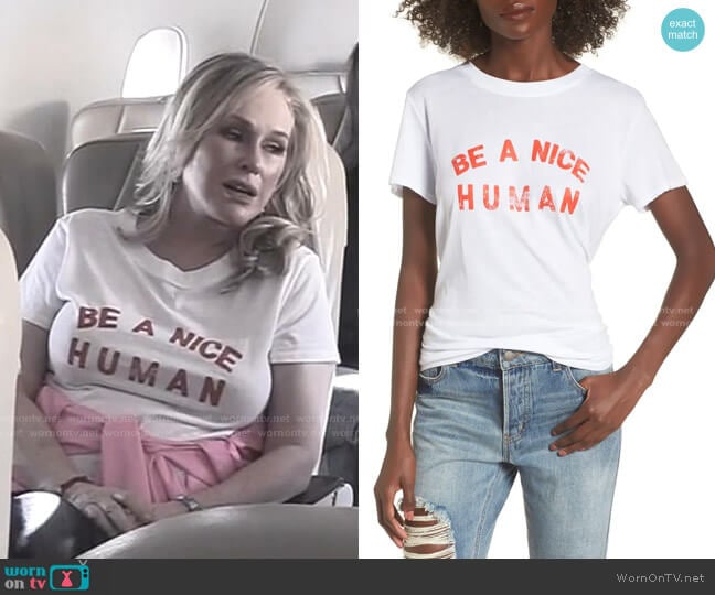 Be A Nice Human Tee by SUB_URBAN RIOT worn by Kathy Hilton on The Real Housewives of Beverly Hills