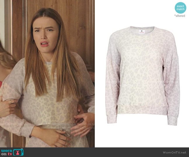 Leopard Cozy Sweatshirt by Sundry worn by Kirby Anders (Maddison Brown) on Dynasty