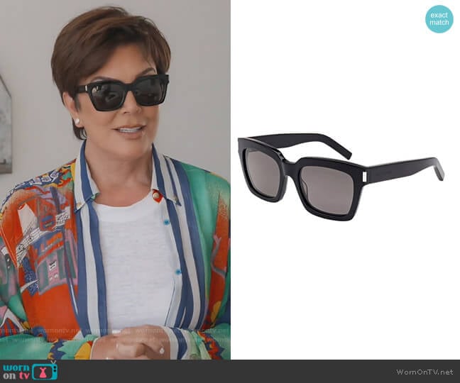 Black Smoke Bold Sunglasses by Saint Laurent worn by Kris Jenner on Keeping Up with the Kardashians