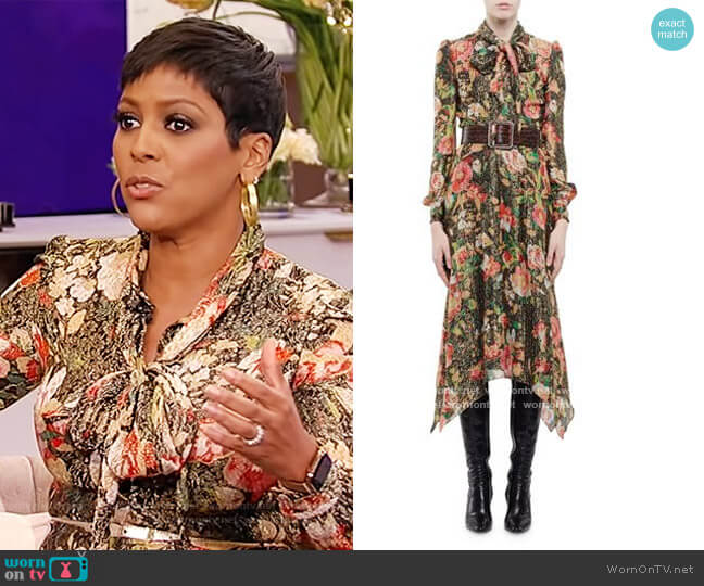 Floral Print Tie Neck Dress by Saint Laurent worn by Tamron Hall on Tamron Hall Show