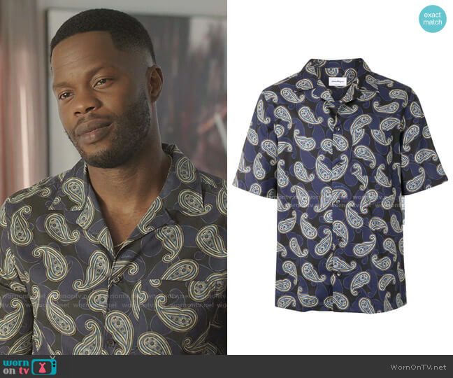 Paisley Print Cotton Shirt by Salvatore Ferragamo worn by Jeff Colby (Sam Adegoke) on Dynasty