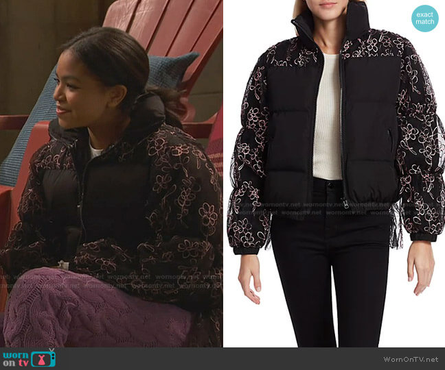 Chambers Combo Fleece Jacket by Sandy Liang worn by Nia Baxter (Navia Robinson) on Ravens Home