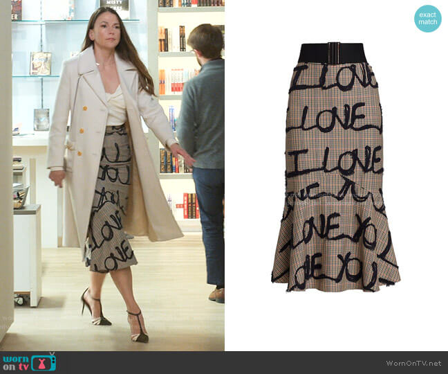 I Love You Houndstooth Mermaid Skirt by Silvia Tcherassi worn by Liza Miller (Sutton Foster) on Younger