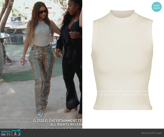 Strech Cotton Jersey Mock Neck Tank by Skims worn by Kim Kardashian on Keeping Up with the Kardashians
