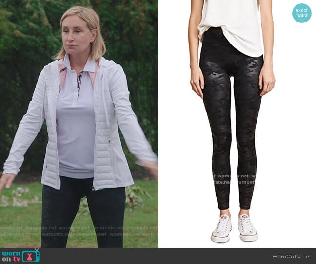 Faux Leather Camo Legging by Spanx worn by Sonja Morgan on The Real Housewives of New York City