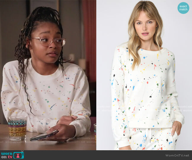 Splatter Paint Sweatshirt by Fate worn by Diane Johnson (Marsai Martin) on Black-ish