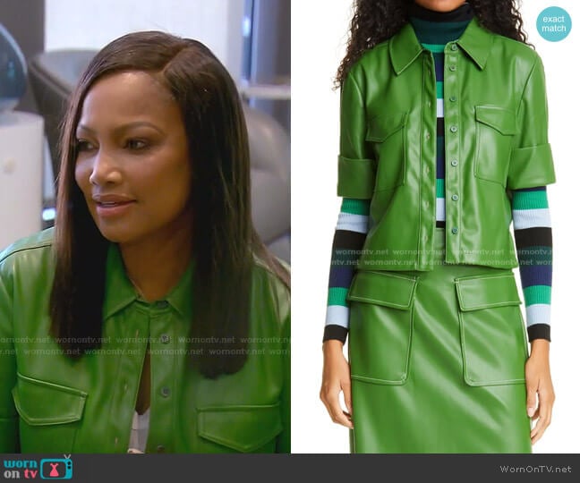 Rue Faux Leather Top by Staud worn by Garcelle Beauvais on The Real Housewives of Beverly Hills