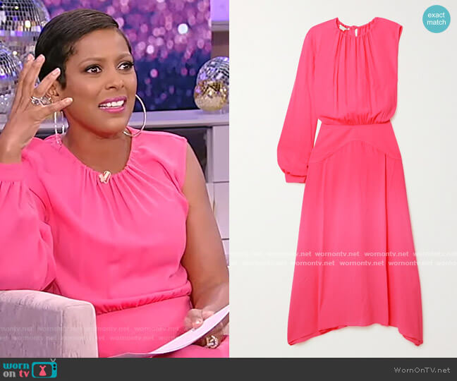 WornOnTV: Tamron’s pink one sleeve dress on Tamron Hall Show | Tamron ...